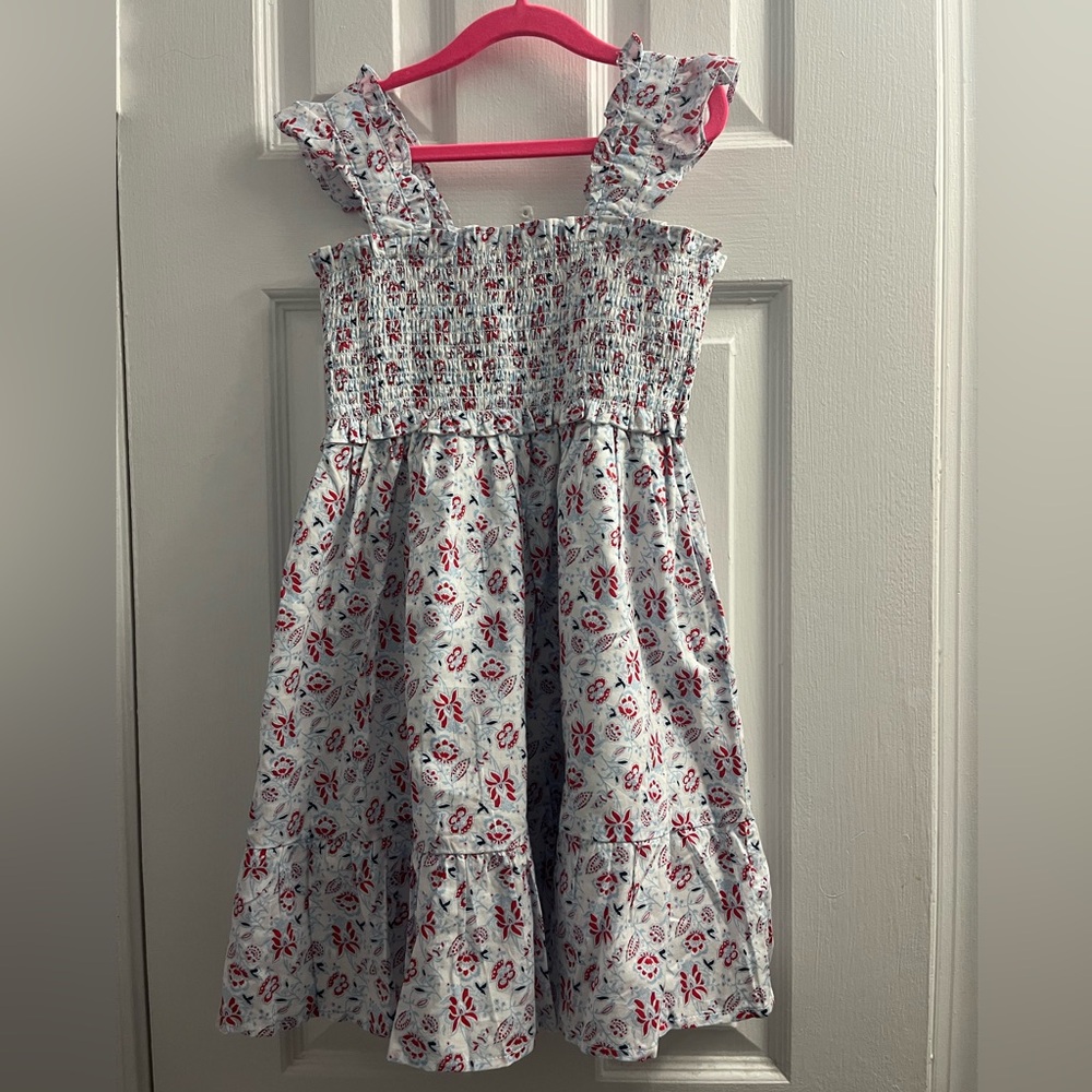 Janie and Jack Floral Smocked Dress - Red, White and Blue